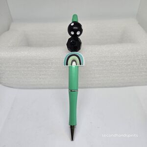 Rainbow Green Black Themed Plastic Beaded Pen